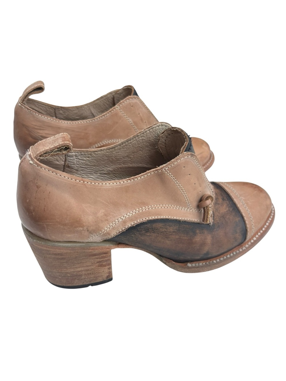 Freebird Catalina Leather Oxford Heels 8 Distressed Lace Up Shoes Bootie Boot - Picture 4 of 11